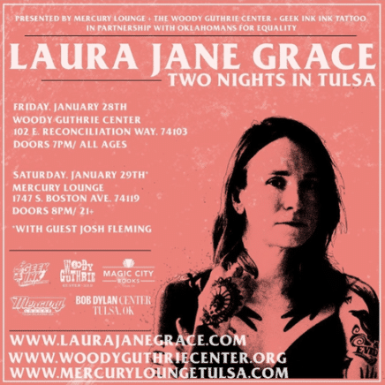 Salmon colored poster for Laura Jane Grace Concert.